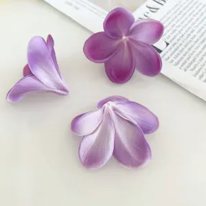 Artificial PU Frangipani Flower Heads Purple Plumeria Hair Accessories Wedding DIY Decor