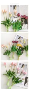 Artificial Tulip Bouquet Soft Touch 5 Heads Fake Flowers Home Wedding Table Decor