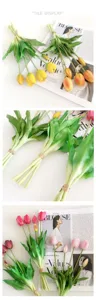Soft rubber artificial tulip bouquet detail view, elegant floral arrangement for home decor.