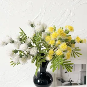Artificial Flower Bouquet Dandelion Mimosa Fake Floral Silk Flower Bunch For Hotel Home Decor Photography Props