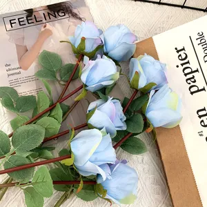 Kunstblumen blaue Rosen Seidenblumen Strauß für Heim Dekoration Hochzeit Party Tisch Deko