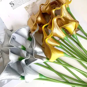 PU mini calla kunstbloemen goud zilver boeket voor bruiloft thuisdecor bloemstuk arrangement