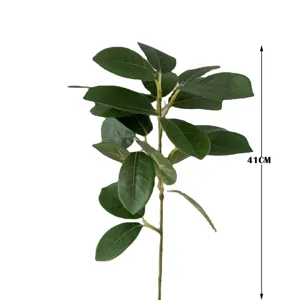 Artificial coral leaf plant branch faux green foliage for home decor floral arrangement
