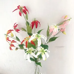 Artificial Gloriosa Lily flowers bouquet for home decor wedding photography arrangement