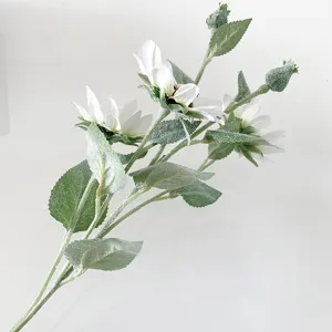 Artificial white sunflower silk flower branch for home decor, wedding floral arrangement.