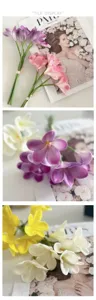 Artificial PU frangipani flower bunch detail view, fresh home decor silk floral arrangement.