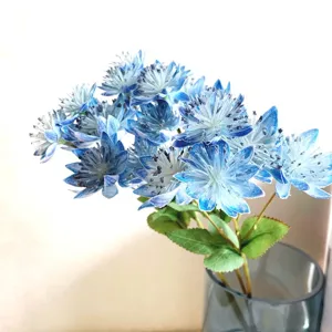 Artificial blue snow lotus flower bouquet silk floral arrangement for home room decor