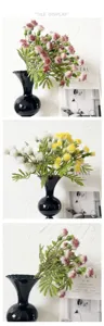 Artificial dandelion thistle flowers bouquet in black vase for home decor room