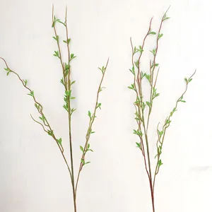 Künstlicher grüner Blattzweig Detail, realistische Weidenrute für Innendeko Gesteck.