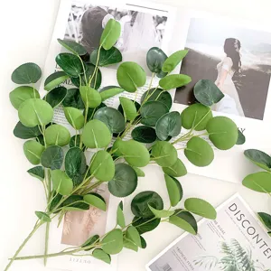 Artificial gold coin leaf branches faux greenery stems for floral arrangement home decor