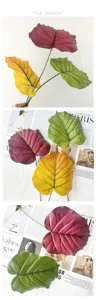 Artificial heart-shaped leaves detail view, vibrant gradient colors, realistic texture home decor.