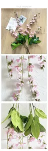 Vue détaillée de fleurs de jasmin artificielles roses, superbe décoration en soie.
