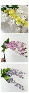 Artificial jasmine flower branches, bendable floral decor for hotel living room table display.