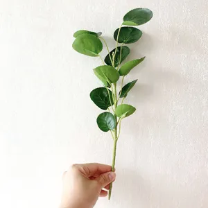 Artificial Golden Pocket Leaf Branch Silk Fabric For Home Decor Hotel Wedding Floral Arrangement