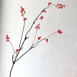 Ramas De Bayas Rojas Artificiales Estilo Zen Flor Falsa Sala De Estar Decoración Ramo