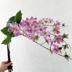 Artificial pink flower branch fake begonia plant for home hotel room table decoration
