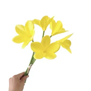 Artificial yellow plumeria flower bouquet PU frangipani fake floral home table decor