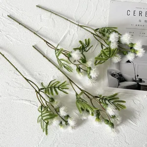 Artificial white dandelion flower branches 4pcs fake plants for home decor and floral