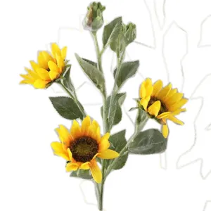 Artificial sunflower single stem fake flower for home decor wedding party display