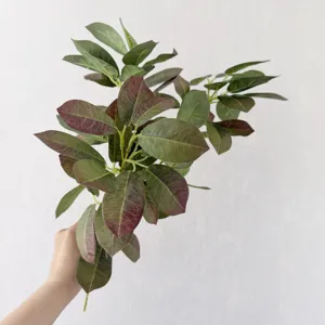 Artificial plant 3D coral leaves short branch green foliage home decor floral accessory