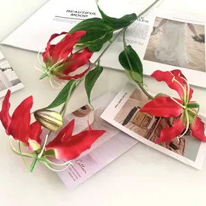 Artificial gloriosa lily flower bouquet for wedding home decor photography props.