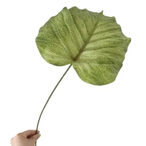 Artificial heart-shaped banyan leaf main view, realistic tropical green plant decor for home.