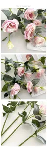 High quality artificial eustoma silk flowers 3 heads fake floral home decor photography props