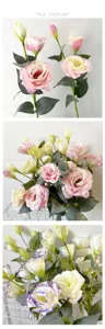 High quality artificial eustoma flowers 3-head silk floral for home decor photography