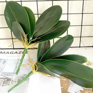 Artificial Phalaenopsis Orchid Leaves EVA Green Fake Plant Stems For Floral Arrangement Home Decor DIY Craft Supplies