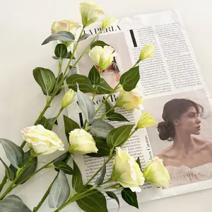 High quality artificial lisianthus flowers 3-head silk floral for home decor photography.