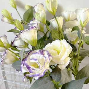 High quality artificial lisianthus flowers 3-head silk floral bouquets for home decor.
