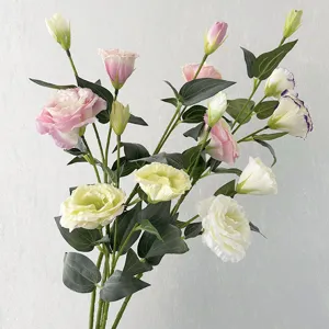 Artificial lisianthus silk flowers multi-head fake floral for home living room decor items