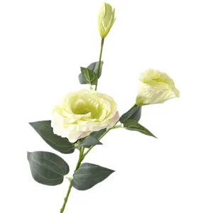 Artificial lisianthus flower 3-head silk eustoma for home decor and photography display main view.