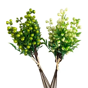 Rami di bacche artificiali verdi bianchi frutti in schiuma decorazione floreale casa