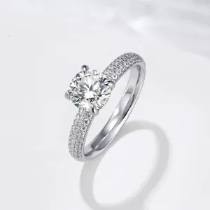 GRA Moissanite 925 Sterling Silver Ring Luxury Half Eternity Moissanite Engagement Ring For Women High Carbon Diamond Effect Wedding Jewelry