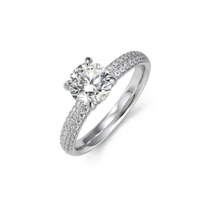 1 Carat Moissanite Ring 925 Sterling Silver Half Eternity Pavé Engagement Wedding Ring