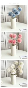 Artificial allium flower bouquet in white ceramic vase home table decor centerpiece 1pc