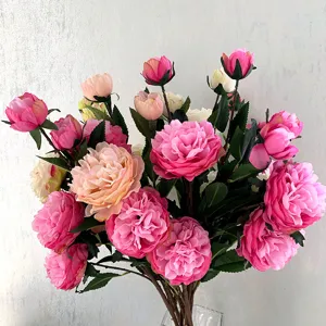 Bouquet di Fiori di Seta di Peonia Artificiale Per Decorazione Soggiorno Matrimonio Festa Centro Tavola Accessori per Fotografia
