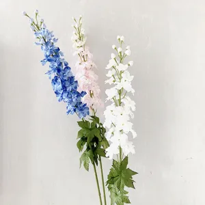 Artificial delphinium long stem silk flower bouquet for wedding arch home decor detail view
