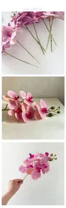 Hoge kwaliteit 3D-geprinte mini 5-tak phalaenopsis kunstbloem voor bruidswerk en huisdecor.