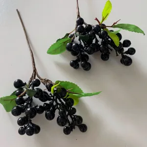 Artificial black berry branch fake flower home decor European style simulation plant floral props