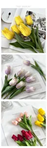High quality PU touch artificial tulip bouquets for wedding home decoration and photo.