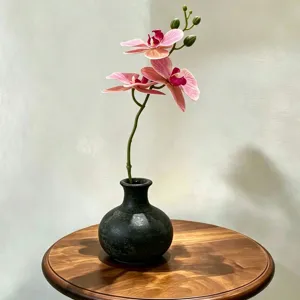 3D printed mini phalaenopsis artificial flower branch with vase for home decor tabletop