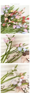 Vista dettagliata di gladioli artificiali con petali realistici e steli flessibili.