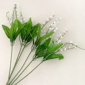 Artificial Lily of the Valley Plastic Fake Flowers Bouquet for Home Wedding Decor