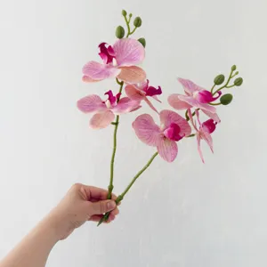 Artificial mini phalaenopsis orchid flowers short branch for home table decor floral arrangement