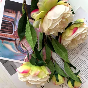 Fiori di Peonia Artificiali 5 Teste Peonie di Seta per Arredamento Casa Matrimonio Fotografia