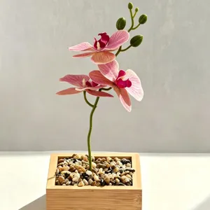 Mini artificial phalaenopsis orchid potted plant fake flower for home and hotel table decor