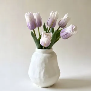 Artificial Tulip Flower PU Single Branch Realistic Silk Flower For Home Wedding Party Photography Prop Decoration