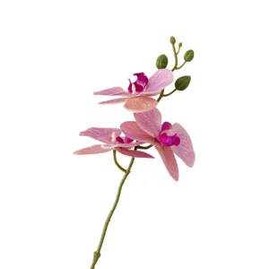 Mini artificial Phalaenopsis orchid branch pink flowers fake plant for home decor table
